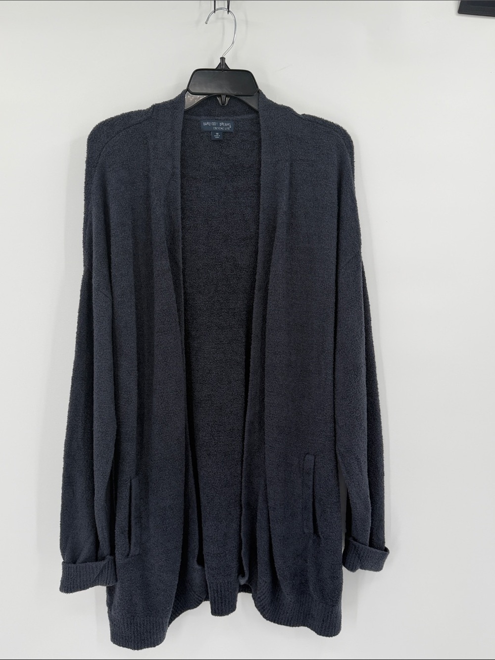 Barefoot Dreams Cozy Chic Lite Open-Front Cardigan in Charcoal Navy Size 1X